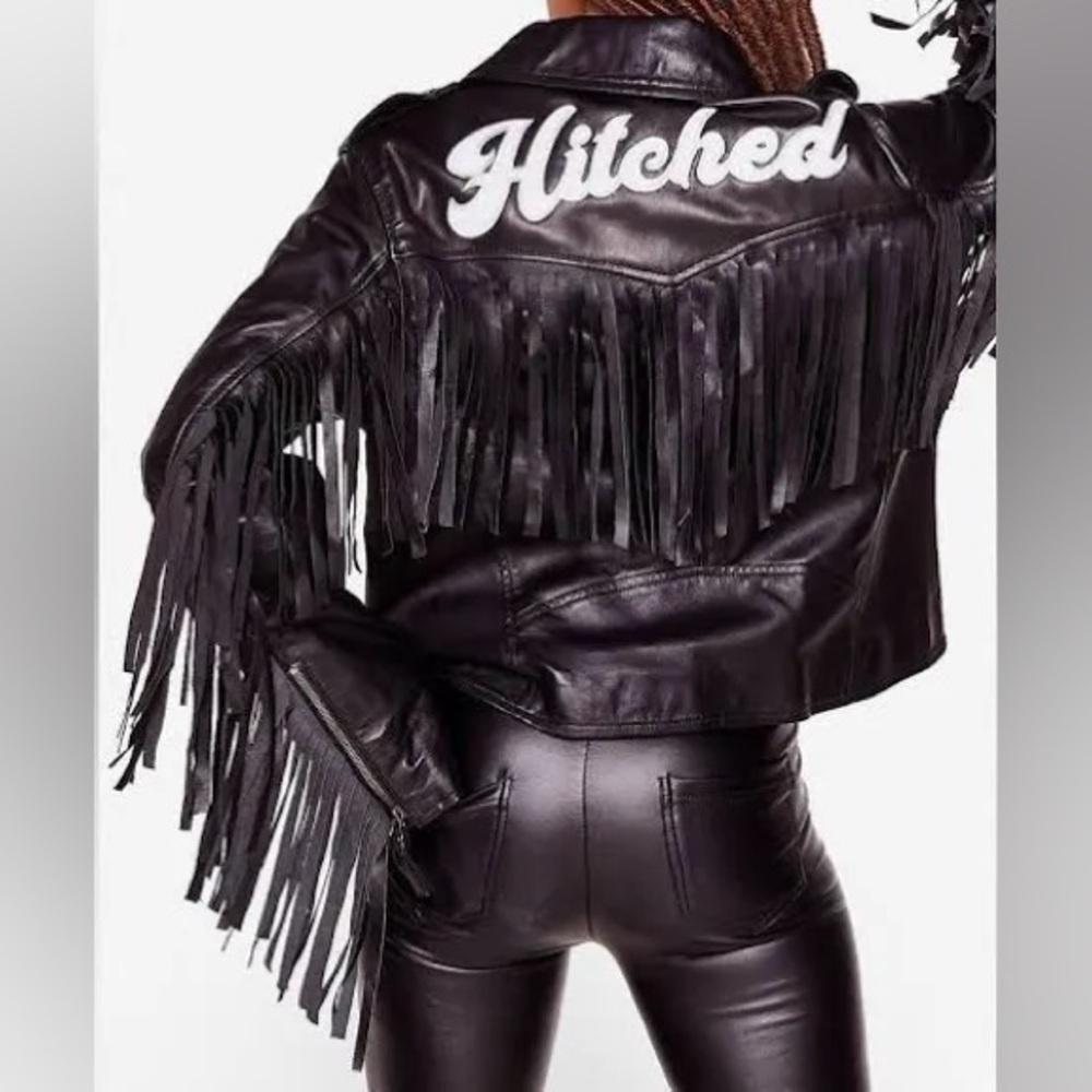 Nasty gal/ Vegan Leather Fringe Hitched Jacket / M